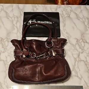 B. Makowsky Rich Brown Leather Shoulder Bag